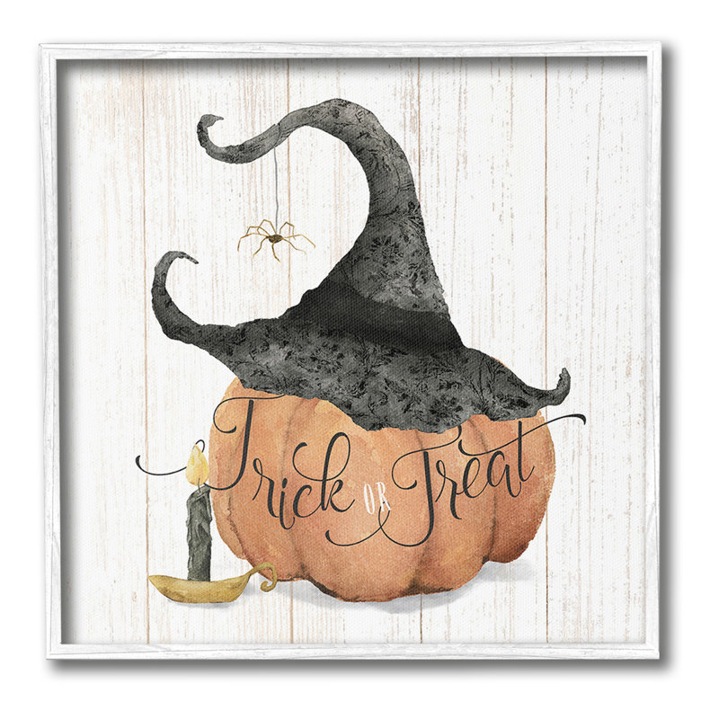 «Pumpkin & Witch Hat» par Deane Beesley sur toile, Estampe numérique encadrée blanc bord de mer, H 24 po x l 24 po