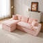 Canapé polyvalent en velours rose tortue: siège convertible à deux places avec méridienne gauche (chaise longue inclinable moelleuse pour les loisirs confortables), avec sièges en face à face, permutable entre la forme en L et la droite-1876194505
