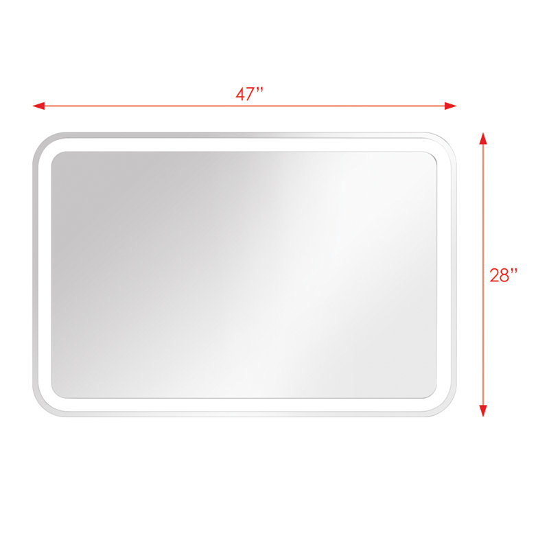 Miroir à fixation murale del-rétroéclairé Melancon, H 27,56 po x L 47,24 po