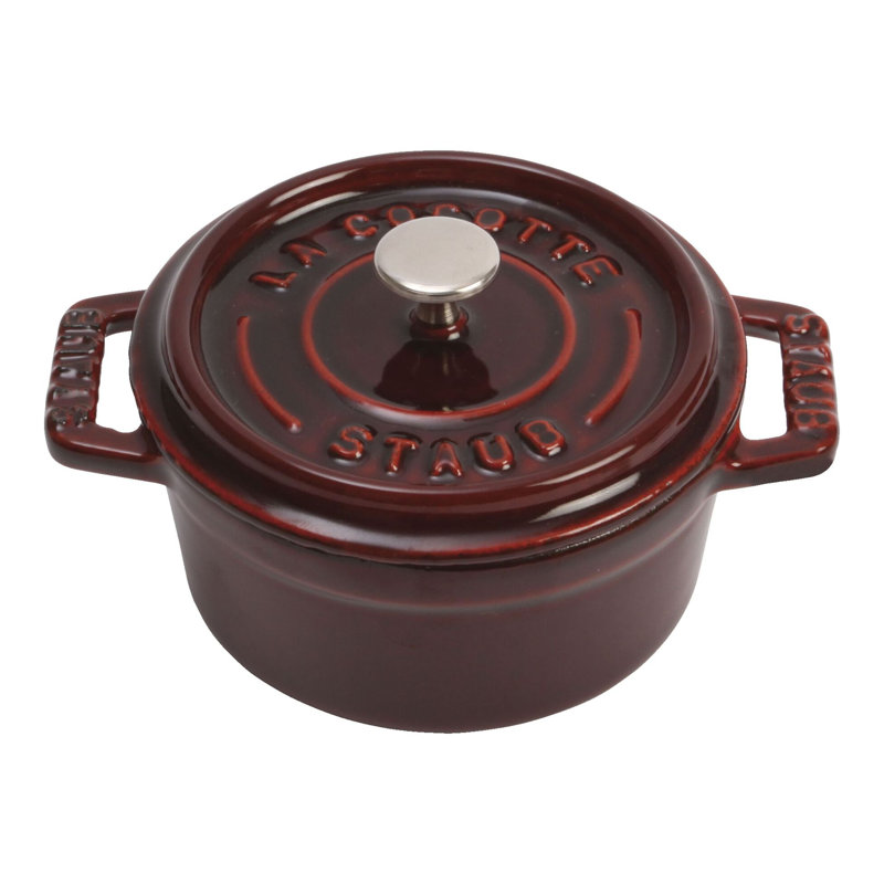 La Cocotte Cast Iron Round Cocotte, 0.25 quarts, Cherry