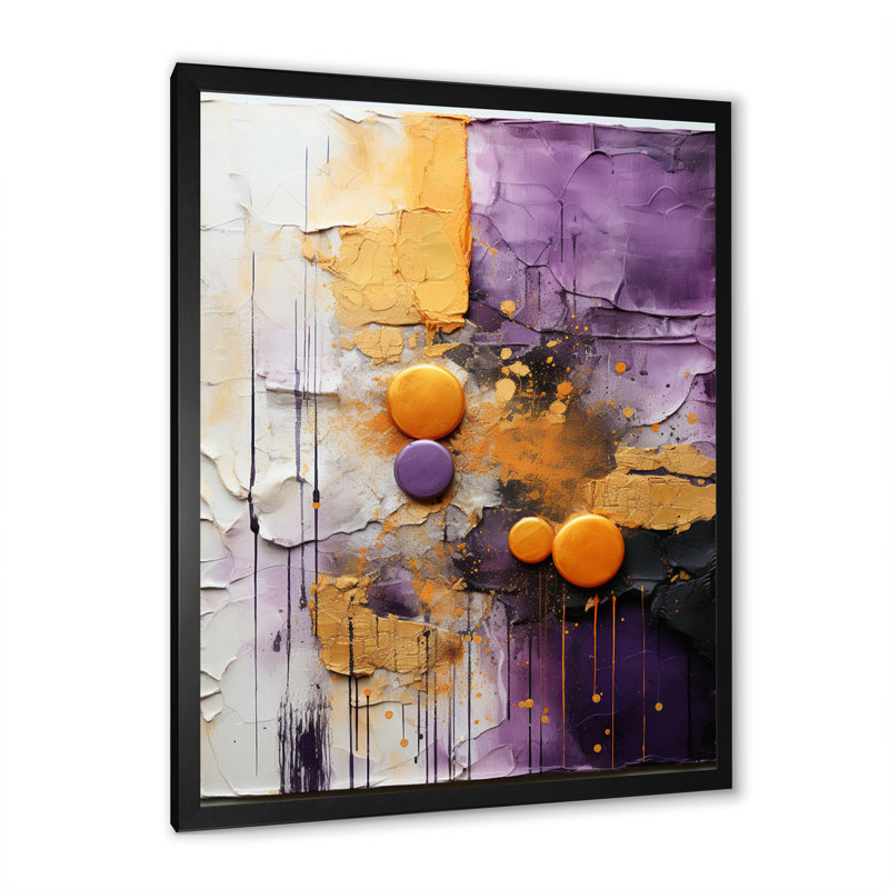 Or abstrait mauve fractal II sur toile, Cadre photo noir, H 32 po x l 16 po x P 1 po