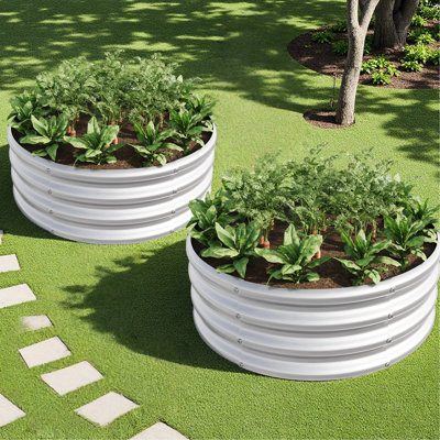 2 pièces W840116761 Lit de jardin surélevé en métal avec - Revêtement de rouille pour une plantation durable d'herbes et de plantes grasses, 110 gallons Boîte à fleurs galvanisée Soil Space