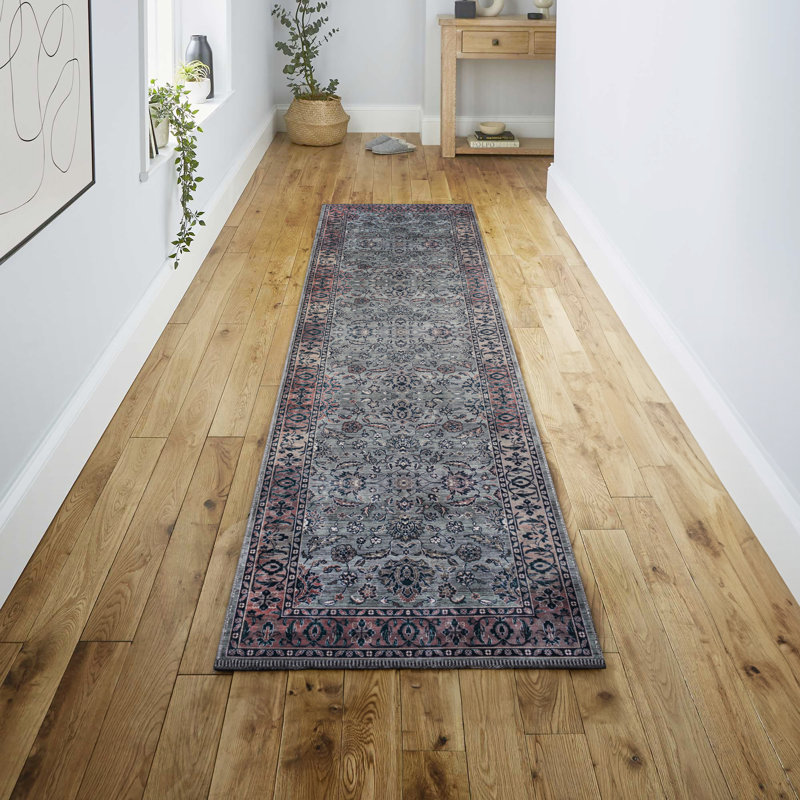 Tapis mauve / gris Sarok Ornate, Tapis de couloir 2 pi x 8 pi