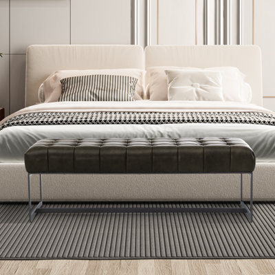 Genuine Leather Upholstered Bench
