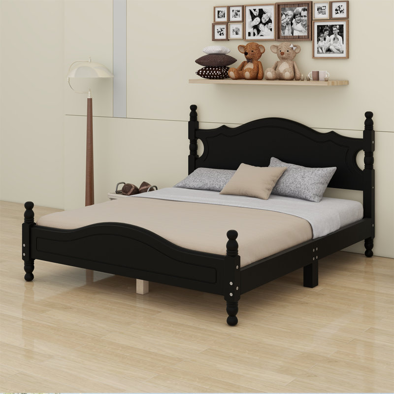 Base de lit plateforme en bois, Noir
