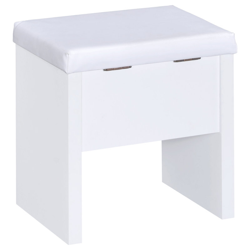 Harvey Vanity Set With Lift-Top Stool White