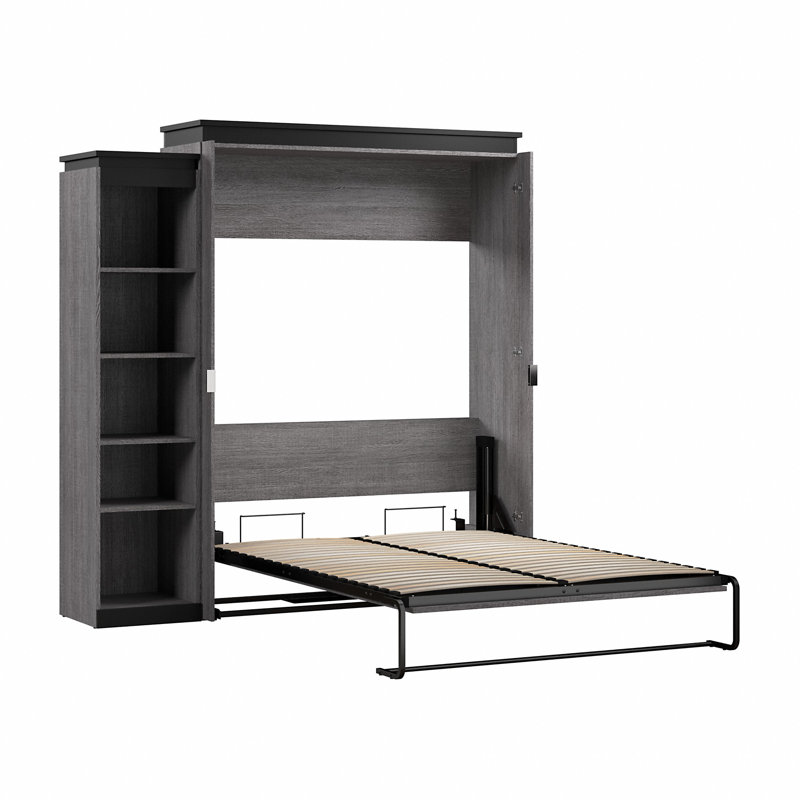 Grand lit escamotable Ailé avec étagère étroite (85 W), Écorce gris