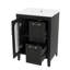 Meuble-lavabo de 24 po avec lavabo, armoire de rangement en bois massif avec porte en verre et 2 tiroirs, tablette réglable-1682027678