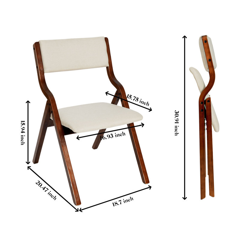 Red Barrel Studio®, ensemble de 4 chaises pliantes rembourrées avec structure, empilables et assemblées, noyer + beige