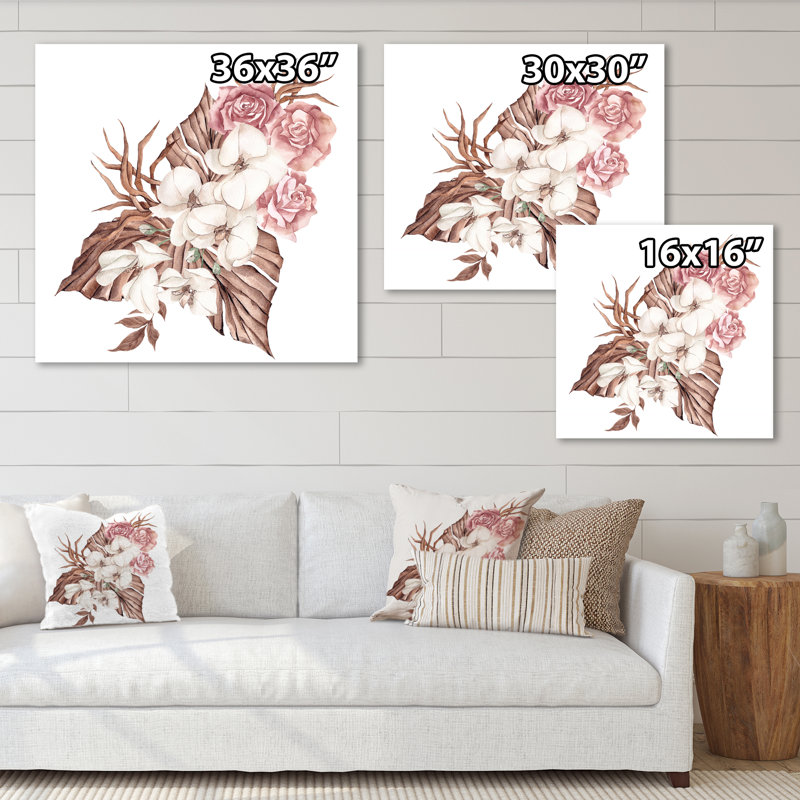 13_Bouquet de fleurs tropicales blanches II - reproduction d'art sur toile traditionnelle, H 36 po x l 36 po x P 1 po