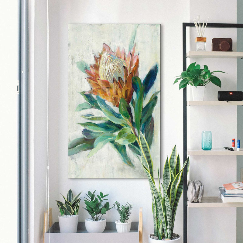 Protea - Peinture, Toile tendue, H 30 po x l 18 po x P 1 po