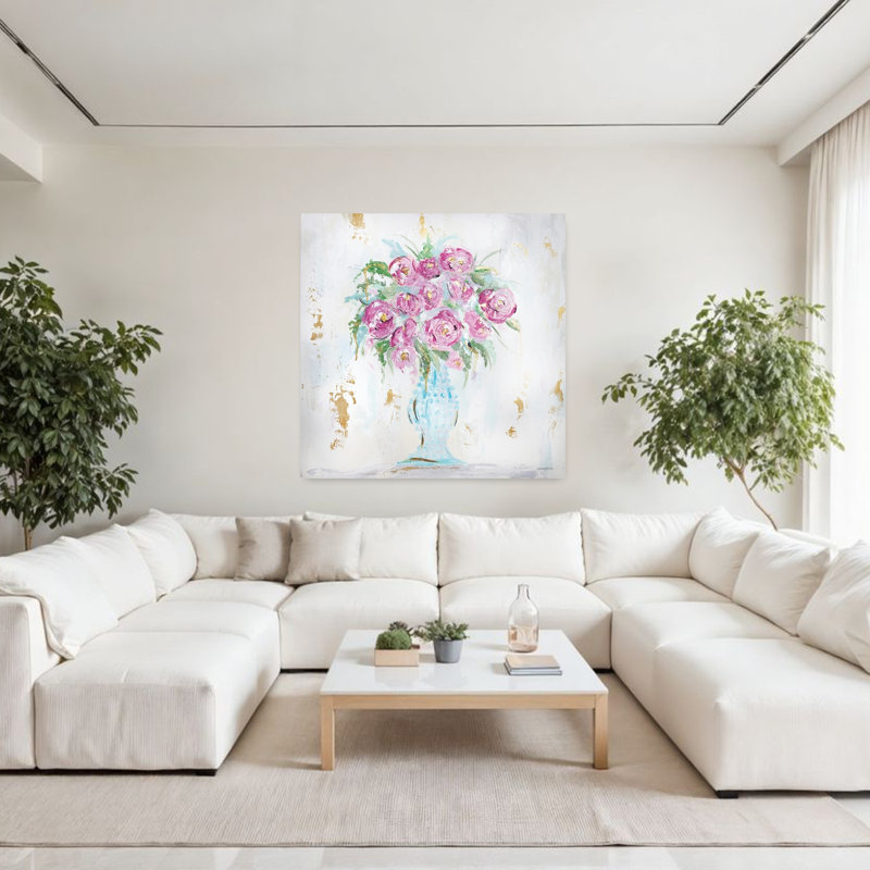 Grace Bouquet, art floral abstrait contemporain, H 48 po x l 48 po