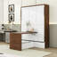 Lit escamotable double avec bureau et tête de lit pliables-865107453