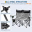 Chaise de camping double surdimensionnée rembourrée avec dossier haut et coussin - capacité de 900 lb pour l'extérieur, la plage ou le hayon