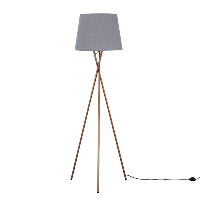 Anan Camden Tripod Copper Floor Lamp with Aspen Shade, No, Grey, 162""