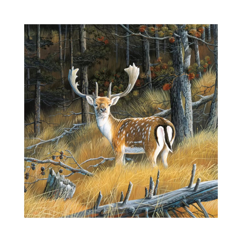 Beautiful Deer 1 Piece Wrapped Canvas Painting, 66.04cm H x 66.04cm W x 1.91cm D