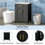 Meuble-lavabo en bois de 24 po de largeur avec lavabo en céramique et espace de rangement pratique (noir)-59271475
