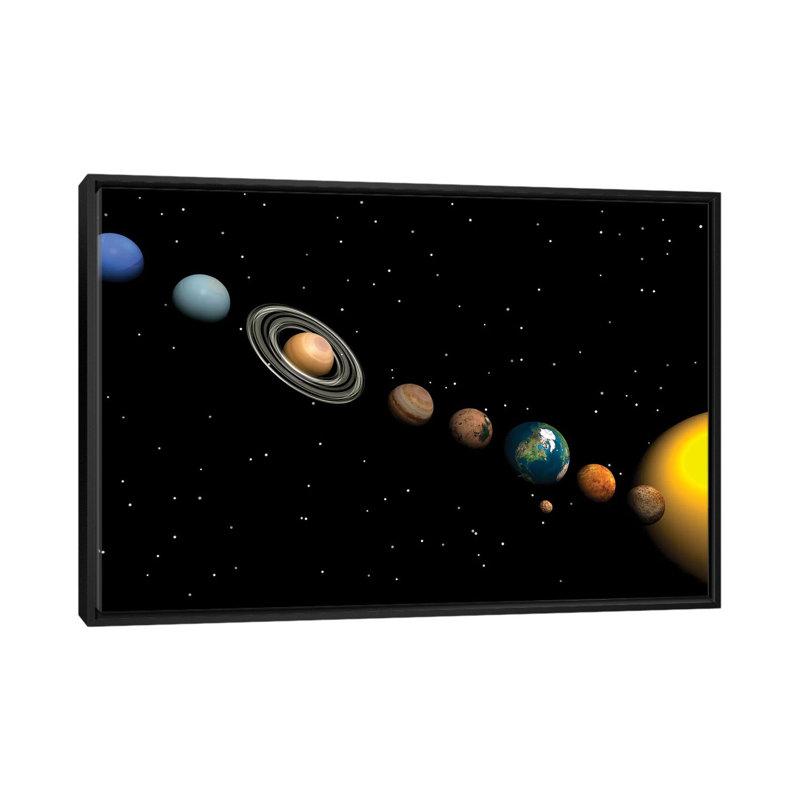 Planètes du système solaire par Elena Duvernay - reproduction d'art sur toile tendue, H 18 po x l 26 po x P 1,5 po