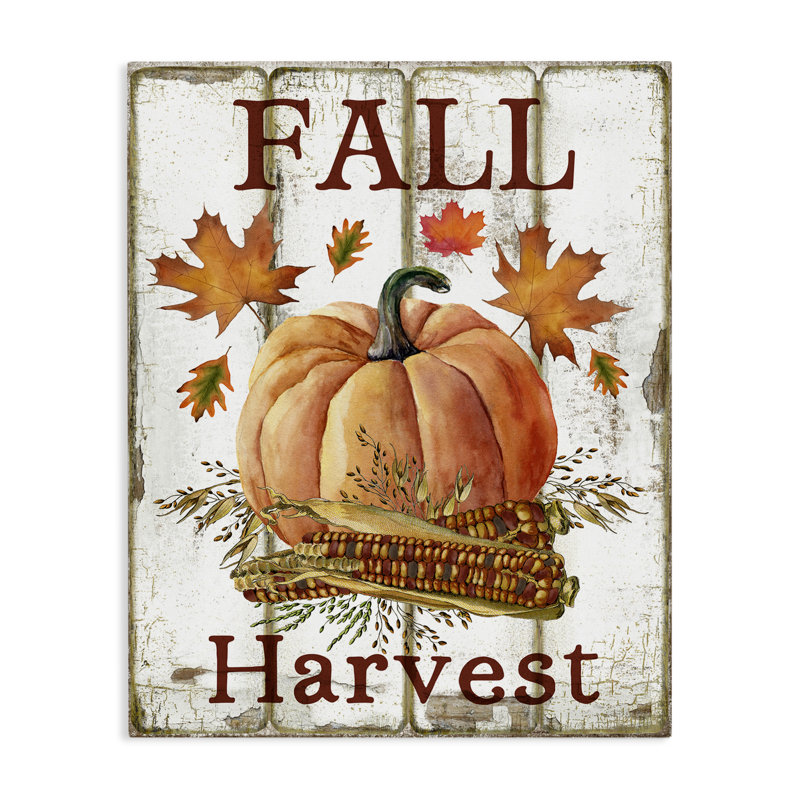 «Fall Harvest», art mural sur toile de citrouille et de maïs par Creatif Belle, H 30 po x l 24 po