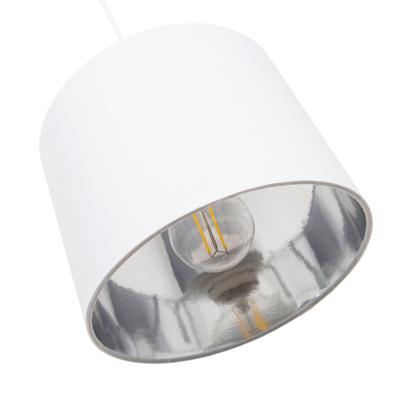 Contemporary Cotton Lamp/Light Shade with Shiny Paper Inner, 15cm H x 20cm W x 20cm D, White