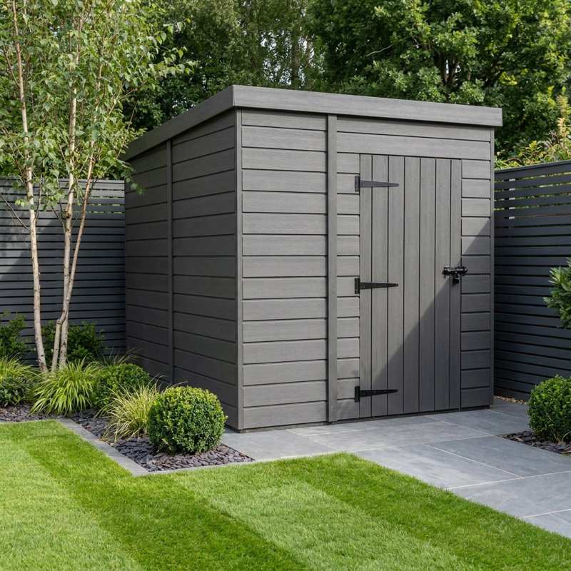 Total Sheds 5ft x 6ft Composite Pent Garden Shed - Single Door - No Windows - EPDM Rubber Roof - UK Manufactured