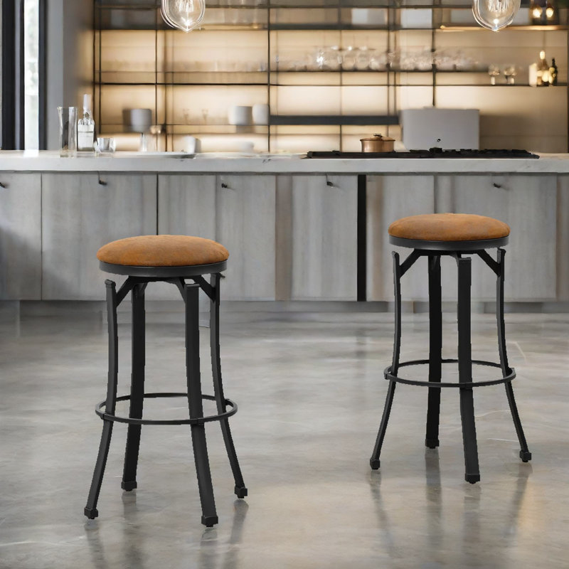 Kanli 72.8cm 360-Swivel 2-Piece Stools Retro Kitchen Home Furniture Chair
