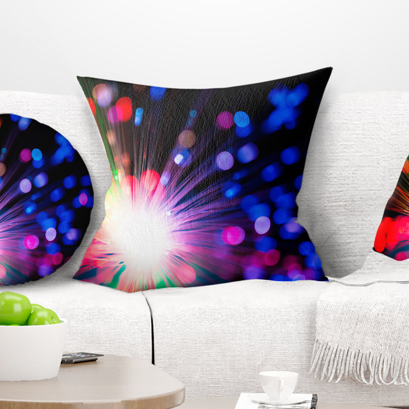 Multicolor Optical Fiber Lighting - Abstract Printed Pillow, 18" x 18", Throw Pillow