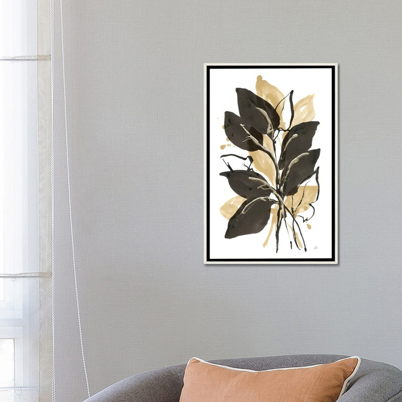 Natural Leaves II, Distressed White Floater Framed Canvas, 26" H x 18" W x 1.5" D