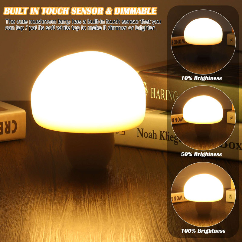 Lampe de table champignon à DEL à intensité variable avec charge USB pour la décoration intérieure