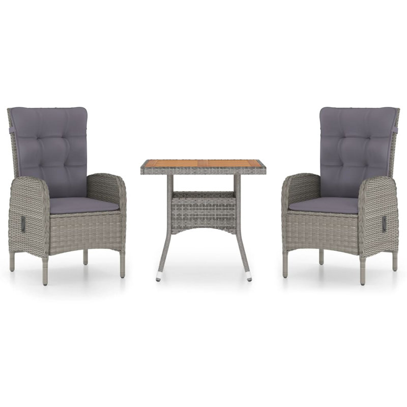Ensemble de salle à manger de jardin, Gris foncé / Gris, 2