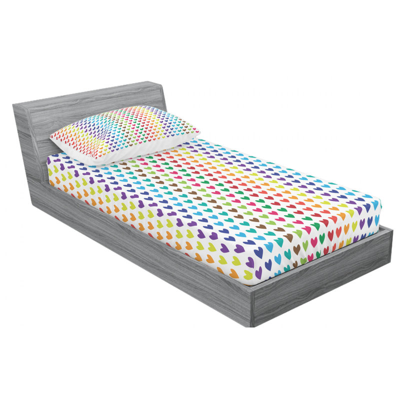 Microfiber Patterned Fitted Sheet, Twin Fitted Sheet with 1 Pillowcase