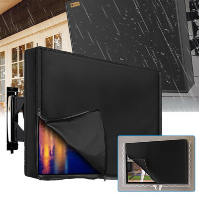 Outdoor TV Cover, 600D Heavy Duty Waterproof TV Protector With 3 Sides Full Zipper, Weatherproof Outside Television Covers Enclosure For Flat Screen Tvs