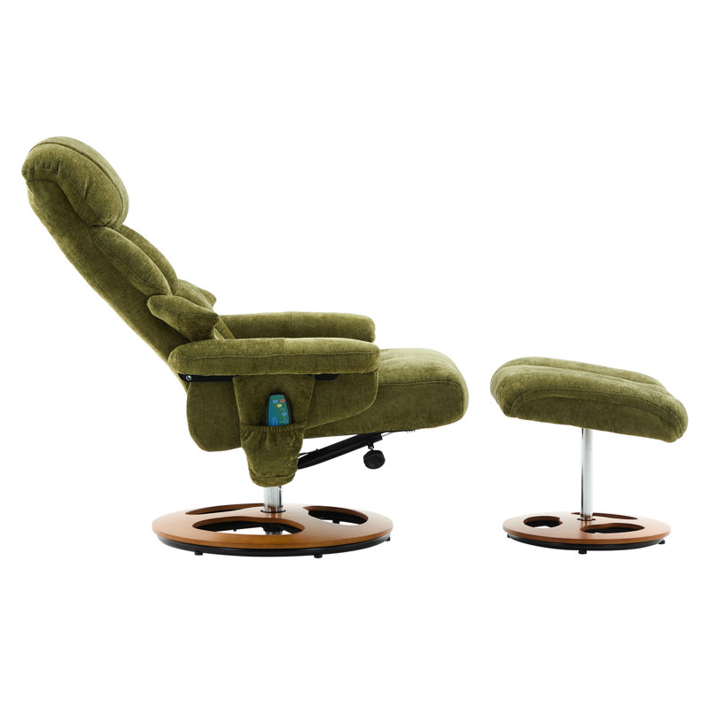Ergonomic Recliner Chair With Ottoman, Green Chenille