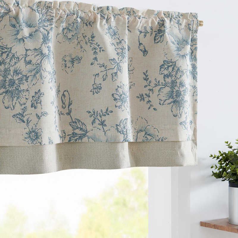 Cantonnière Daun, L 50 po x L 16 po, Bleu / Beige