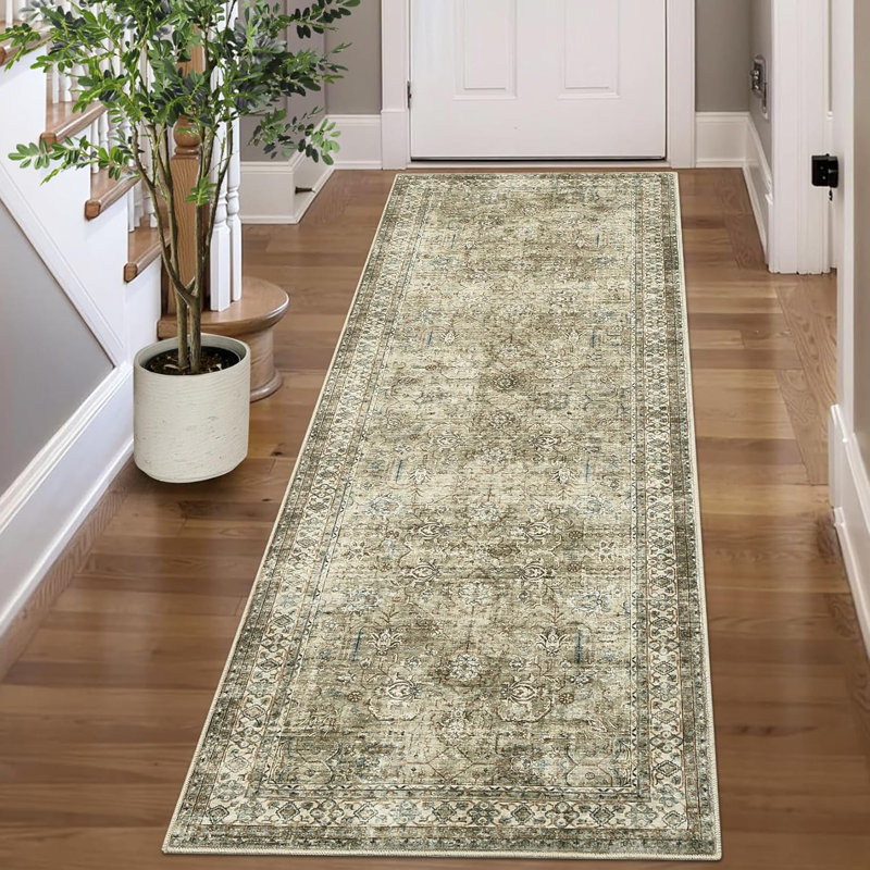 Floral Area Rug, Brown, Rectangle 120 x 170 cm