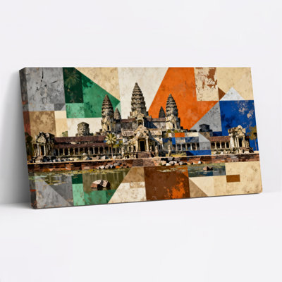 Angkor Wat Temple Geometric Abstract Canvas Wrapped Wall Art Set Of 1