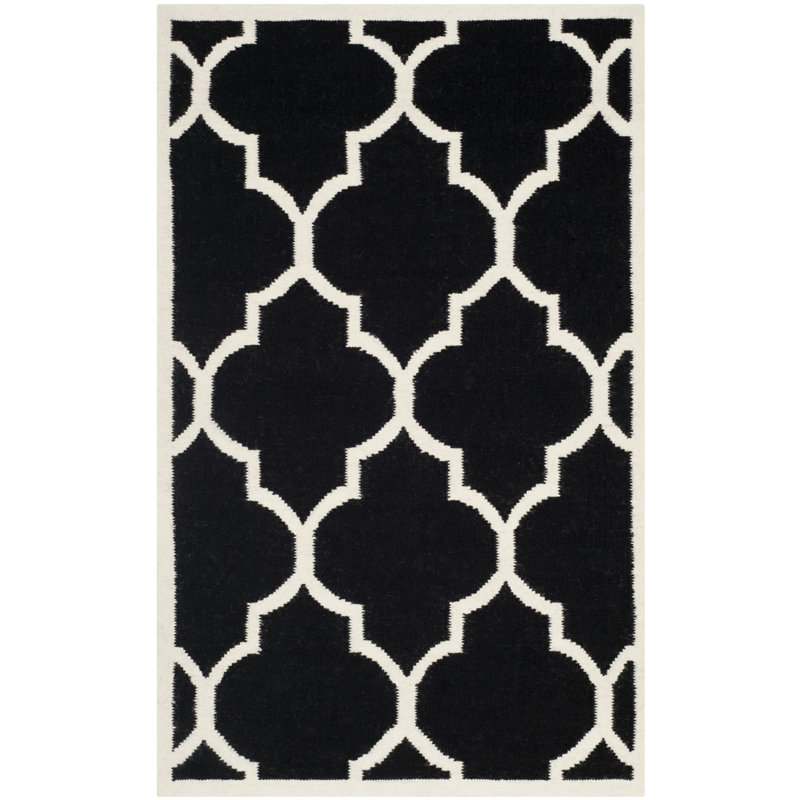 Hiroko Geometric Wool Hand Woven Area Rug, Rectangle 122 x 183 cm