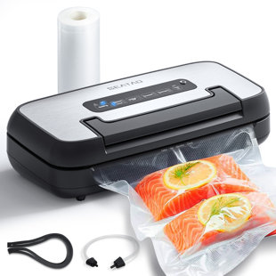 Machine à emballer sous vide, machine à emballer sous vide alimentaire de 80 kpa / sean de maintien, mode verrouillé par poignée, plateau d'égouttement amovible, porte-coupe intégré et rangement pour sacs