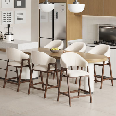 Tabouret de bar rembourré en bois massif