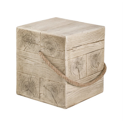 Outdoor Square MGO Side Table With Simulated Braided Cord – Indoor Retro End Table For Home & Patio Decor