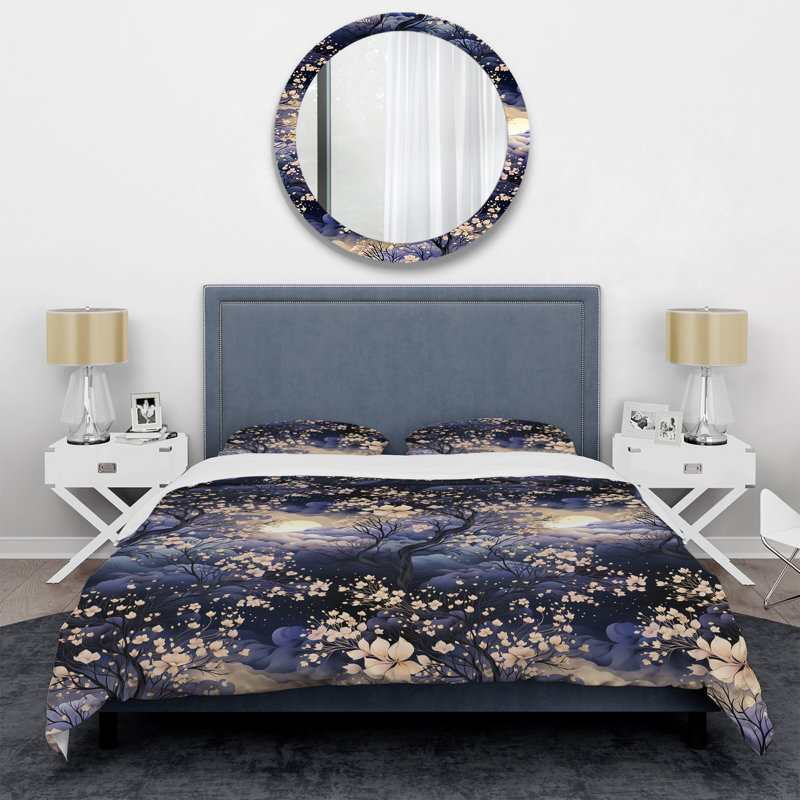 Literie Subdued Moonlight Moody Patterns II, Housse de couette simple + 1 taie décorative stan