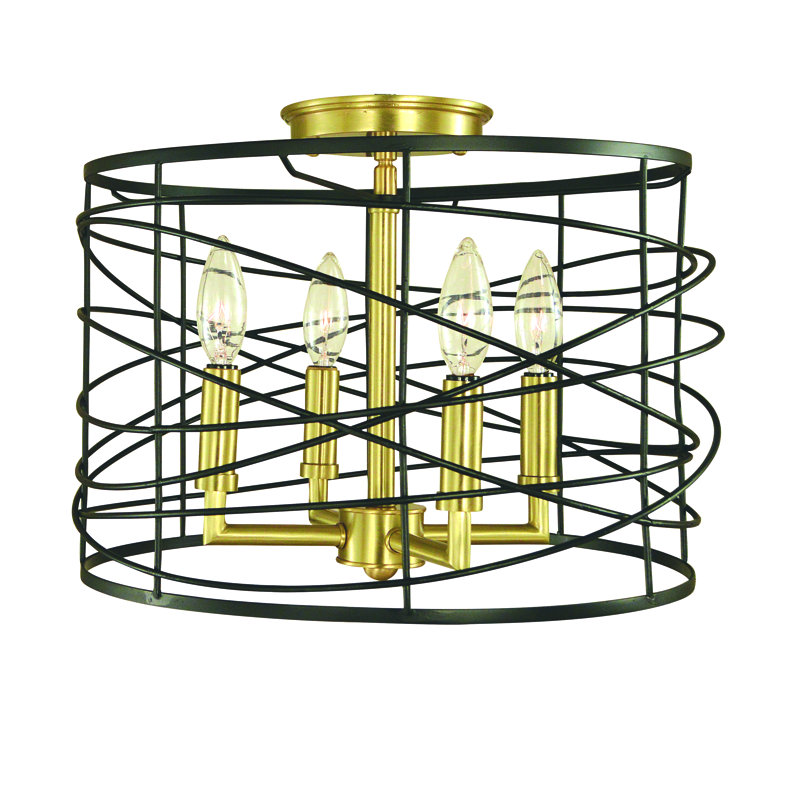 Plafonnier 4 lumières Kahmia par Everly Quinn, Nickel brossé