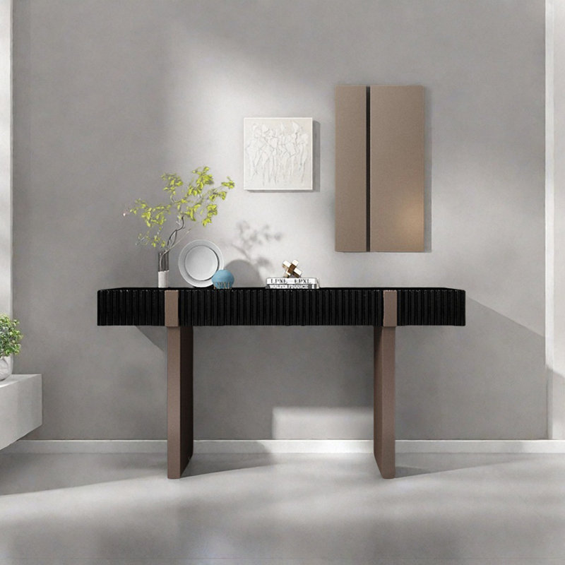 Console Modern Minimalist Art, H 35,43 po x l 62,99 po x P 15,75 po, Noir, Brun