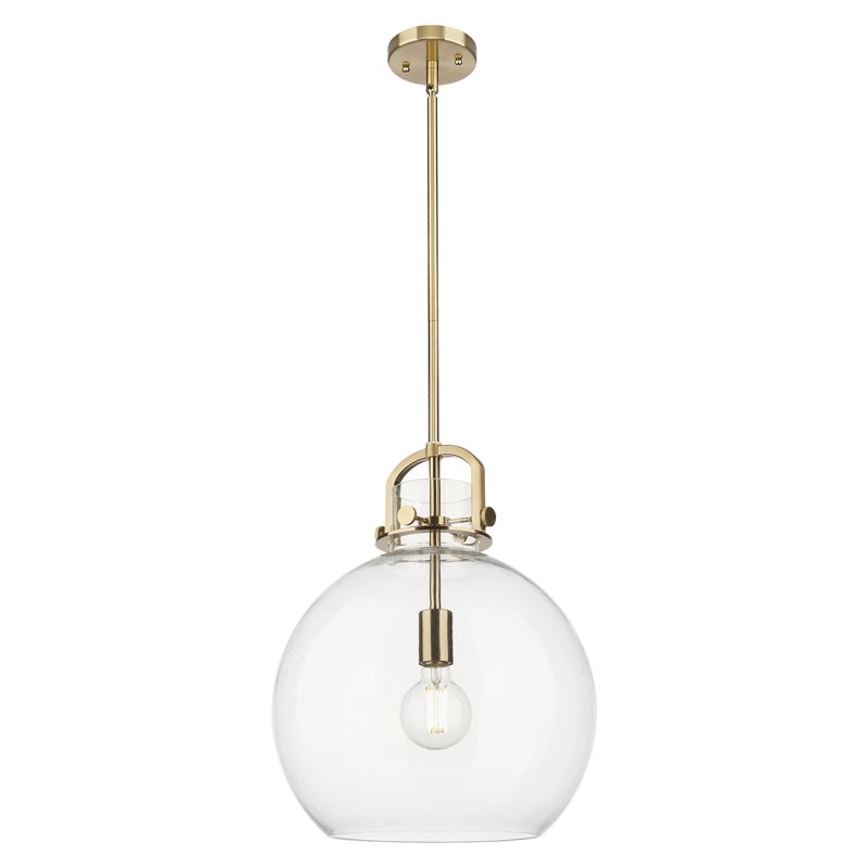 Luminaire suspendu à 1 tige Sligo, H 17,63 po x l 14 po x P 14 po, Bronze champagne, Gris fumée clair