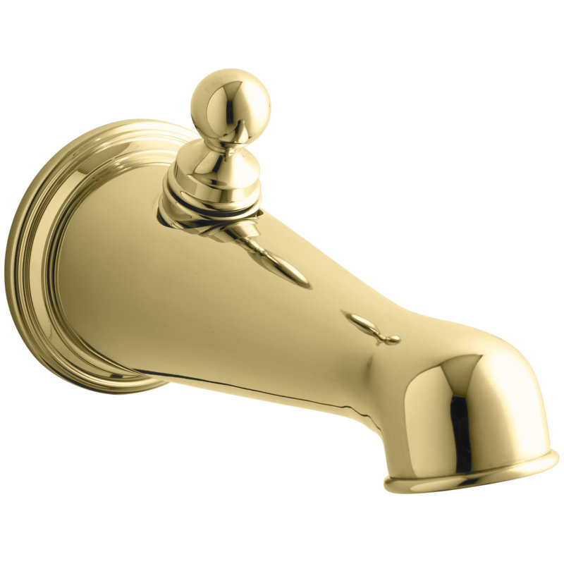Bec de bain à inverseur à fixation murale avec connexion npte 3/4" Antique, Laiton poli éclatant