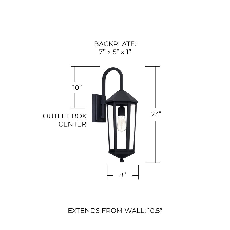 Marek 23" H Outdoor Wall Lantern, Black