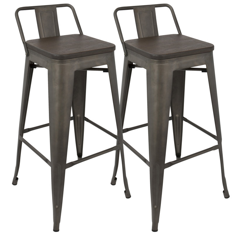 Antique Espresso 35.7" Steel and Bamboo Bar Stool