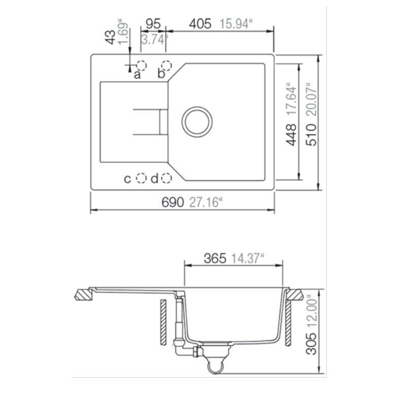 Schock Single Bowl Inset Kitchen Sink, Croma