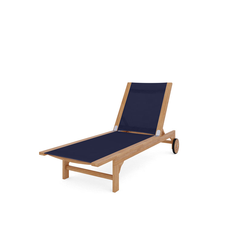 Trakas Montauk Teak Outdoor Reclining Sunlounger, Blue