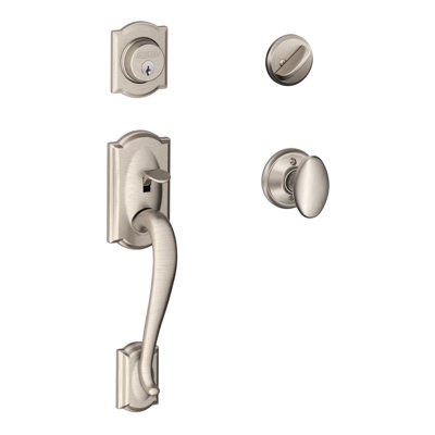 Camelot Handleset with Single Cylinder Deadbolt and Siena Door Knob and Rosette